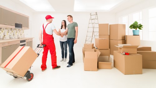 Home renovation items placed into a mobile storage container