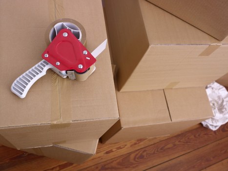 Packed student boxes ready for short-term storage in Eltham